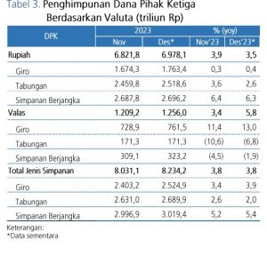 Tabel 3 Penghimpunan DPK Desember 2023